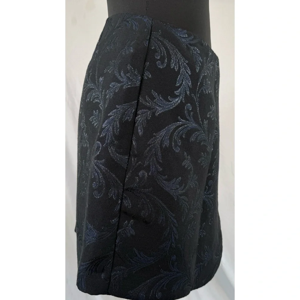 LOFT Black and Blue Floral Mini Skirt